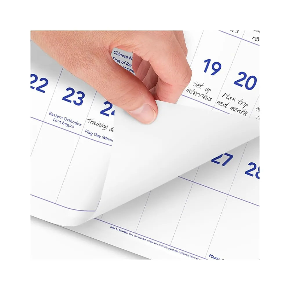 2025 Calendars|AT-A-GLANCE 2024 -2026 27" x 12" Three-Month Wall Calendar, White/Purple (PM14-28-25)