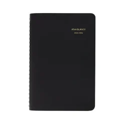 Academic Planners|AT-A-GLANCE 2024-2025 5" x 8" Academic Daily Planner, Faux Leather Cover, Black (70-807-05-25)
