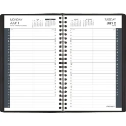 Academic Planners|AT-A-GLANCE 2024-2025 5" x 8" Academic Daily Planner, Faux Leather Cover, Black (70-807-05-25)