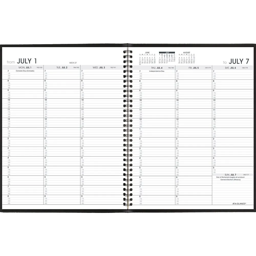 Academic Planners|AT-A-GLANCE 2024-2025 7" x 8.75" Academic Weekly Appointment Book, Faux Leather Cover, Black (70-958-05-25)