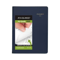 2025 Planners|AT-A-GLANCE 2025 9" x 11" Calendar Year/Monthly Planner, Faux Leather Cover, Navy (70-260-20-25)