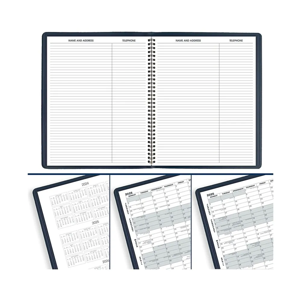 2025 Planners|AT-A-GLANCE 2025 9" x 11" Calendar Year/Monthly Planner, Faux Leather Cover, Navy (70-260-20-25)