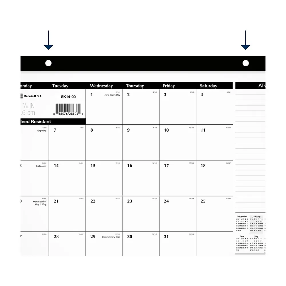 2025 Calendars|AT-A-GLANCE 2025 17.75" x 11" Monthly Desk Pad Calendar, White/Black (SK14-00-25)