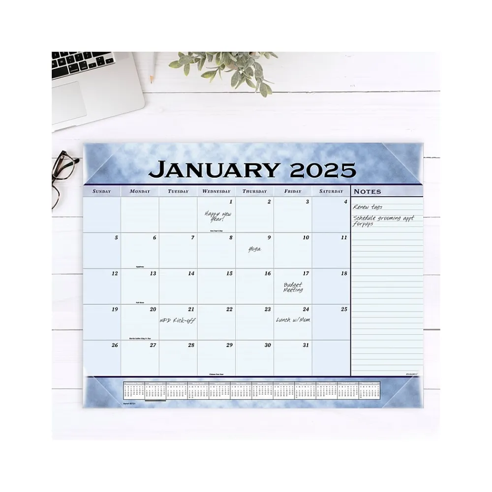 2025 Calendars|AT-A-GLANCE 2025 21.75" x 17" Monthly Desk Pad Calendar, Slate Blue (89701-25)