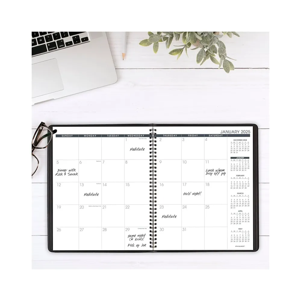 2025 Planners|AT-A-GLANCE 2025 9" x 11" Monthly Planner, Faux Leather Cover, Black (70-260-05-25)