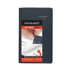 2025 Planners|AT-A-GLANCE 2025 5" x 8" Weekly Appointment Book, Faux Leather Cover, Navy (70-075-20-25)