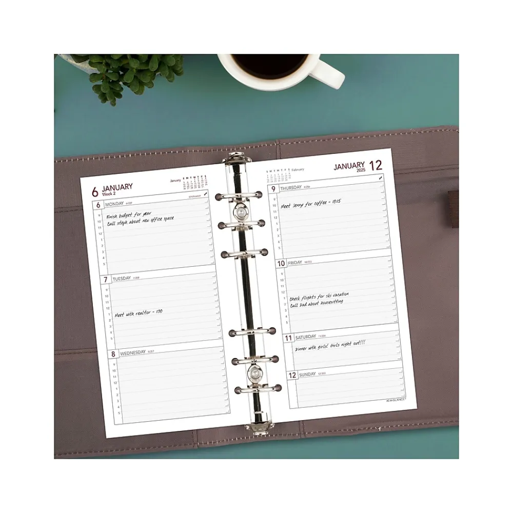 Calendars & Planners Refills|AT-A-GLANCE 2025 6.75" x 3.75" Weekly Planner Refill, White/Gray (063-285Y-25)