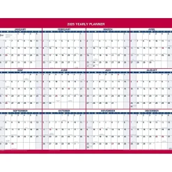 2025 Calendars|AT-A-GLANCE 2025 16" x 12" Yearly Wet-Erase Wall Calendar, Reversible, White/Red (PM330B-28-25)