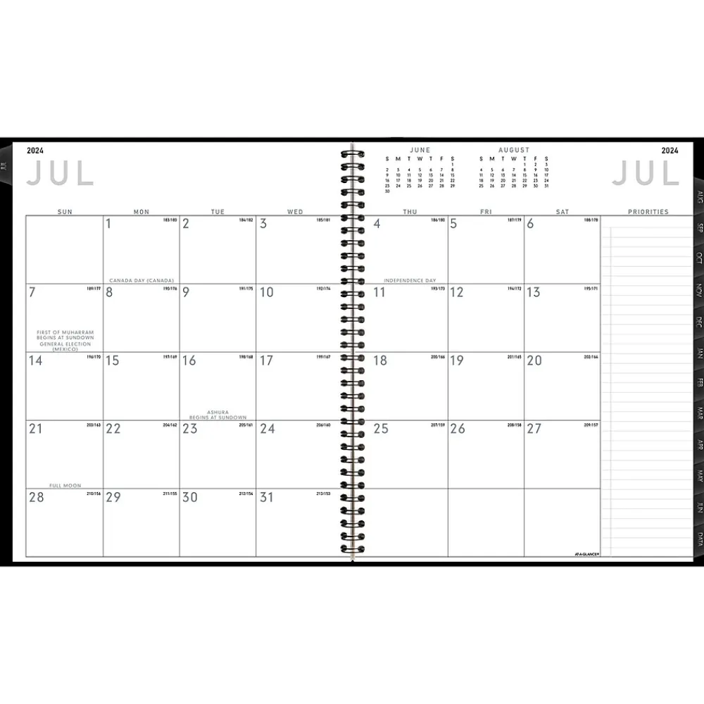 Academic Planners|AT-A-GLANCE 2024-2025 Contemporary 9" x 11" Academic Monthly Planner, Faux Leather Cover, Black (70-074X-05-25)