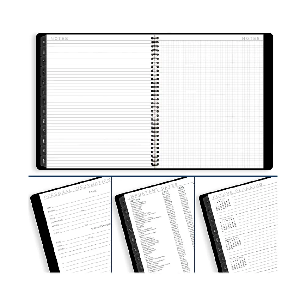 Academic Planners|AT-A-GLANCE 2024-2025 Contemporary 9" x 11" Academic Monthly Planner, Faux Leather Cover, Black (70-074X-05-25)