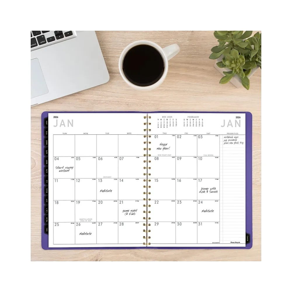 2025 Planners|AT-A-GLANCE 2025 Contemporary 8.25" x 11" Weekly & Monthly Planner, Faux Leather Cover, Purple (70-940X-14-25)