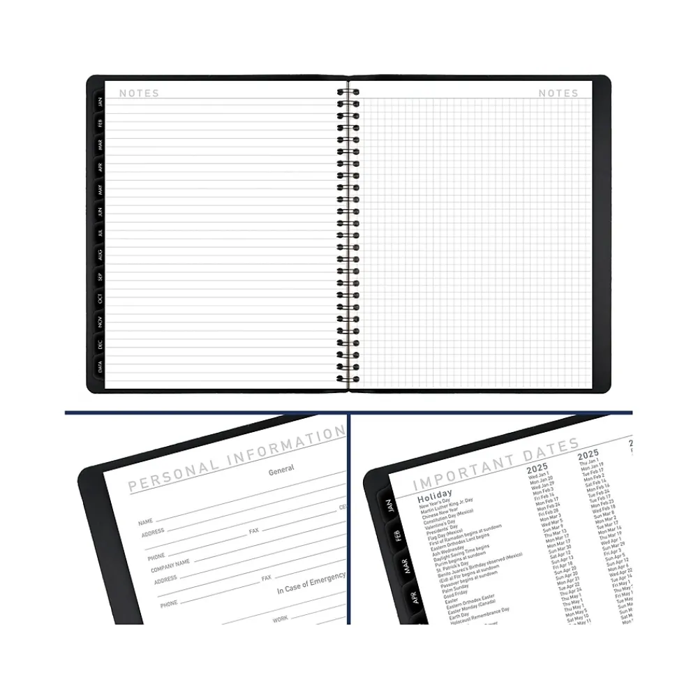 2025 Planners|AT-A-GLANCE 2025 Contemporary 7" x 8.75" Monthly Planner, Faux Leather Cover, Black (70-120X-05-25)