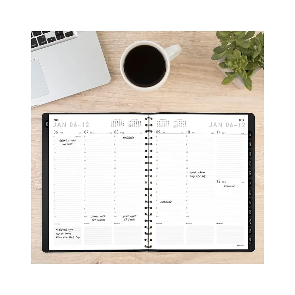 2025 Planners|AT-A-GLANCE 2025 Contemporary 8.25" x 11" Weekly & Monthly Planner, Faux Leather Cover, Black (70-950X-05-25)