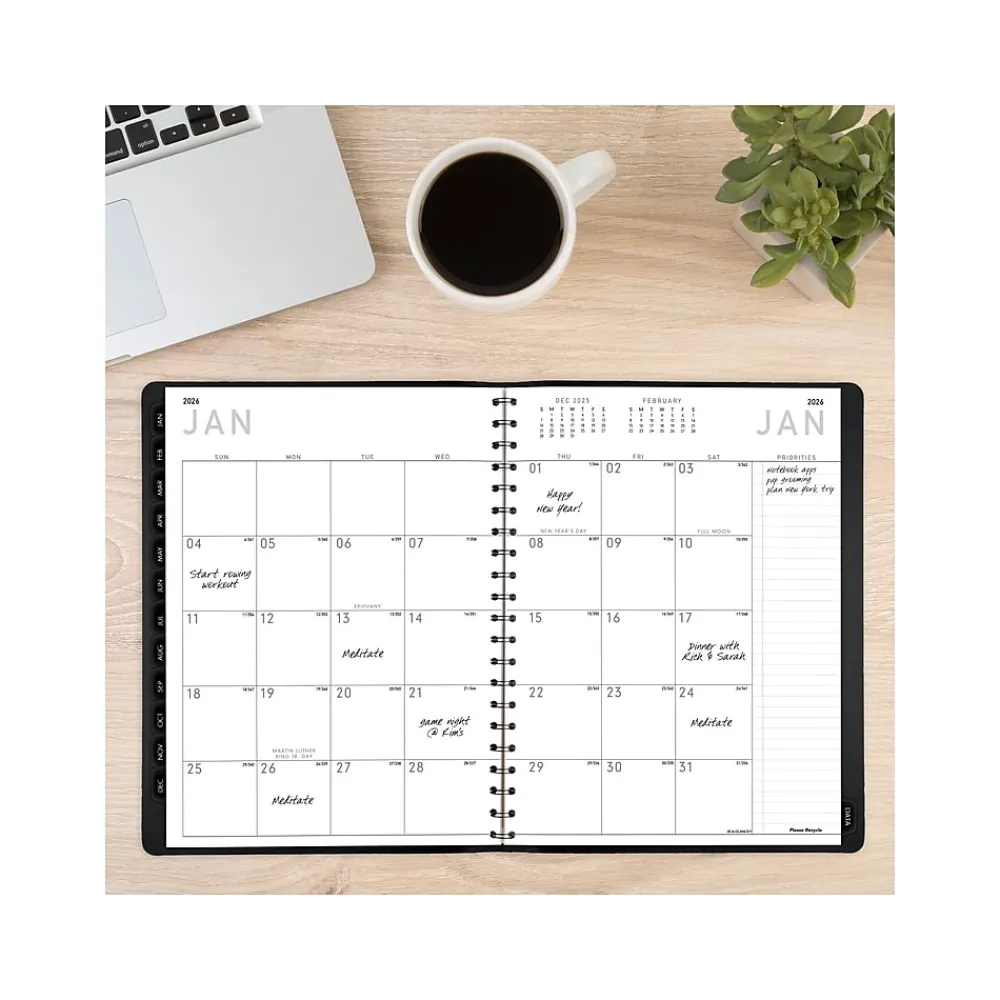 2025 Planners|AT-A-GLANCE 2025 Contemporary 8.25" x 11" Weekly & Monthly Planner, Faux Leather Cover, Black (70-950X-05-25)