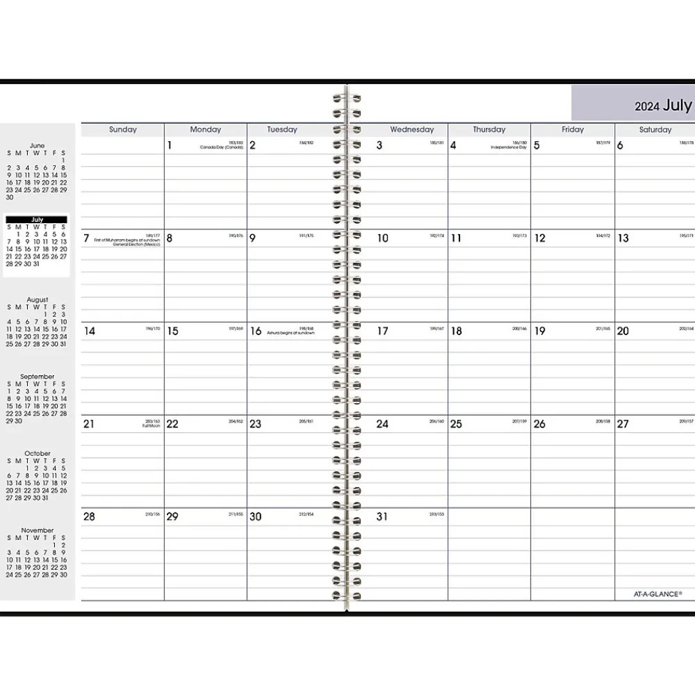 Academic Planners|AT-A-GLANCE 2024-2025 DayMinder 8" x 12" Academic Monthly Planner, Faux Leather Cover, Black (AY2-00-25)