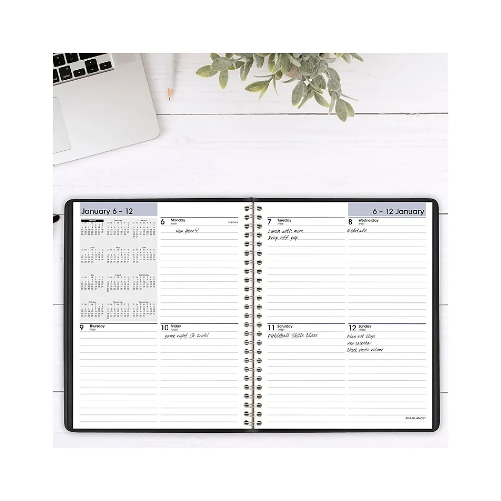 2025 Planners|AT-A-GLANCE 2025 DayMinder 7" x 8.75" Weekly Planner, Faux Leather Cover, Black (G535-00-25)