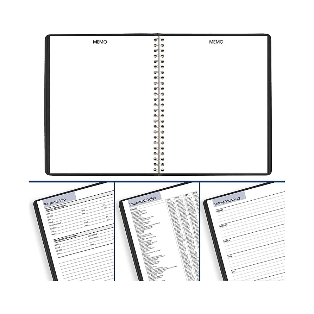 2025 Planners|AT-A-GLANCE 2025 DayMinder 7" x 8.75" Monthly Planner, Faux Leather Cover, Black (G400-00-25)