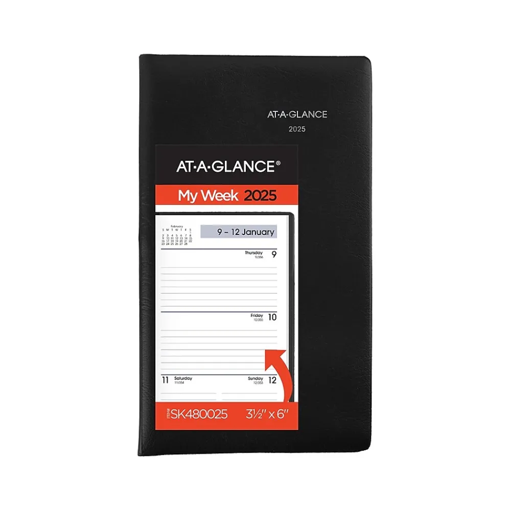 2025 Planners|AT-A-GLANCE 2025 DayMinder 3.5" x 6" Weekly Planner, Poly Cover, Black (SK48-00-25)