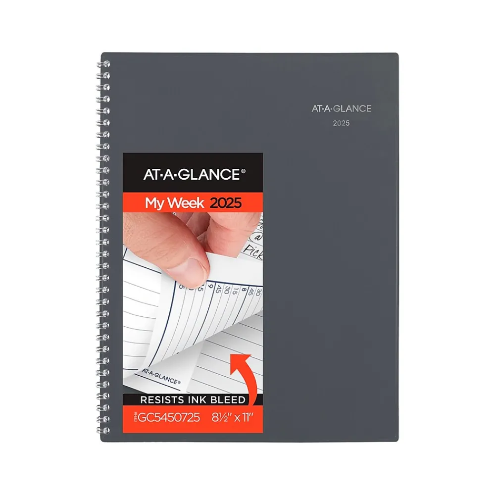 2025 Planners|AT-A-GLANCE 2025 DayMinder 8.5" x 11" Weekly & Monthly Planner, Poly Cover, Gray (GC545-07-25)