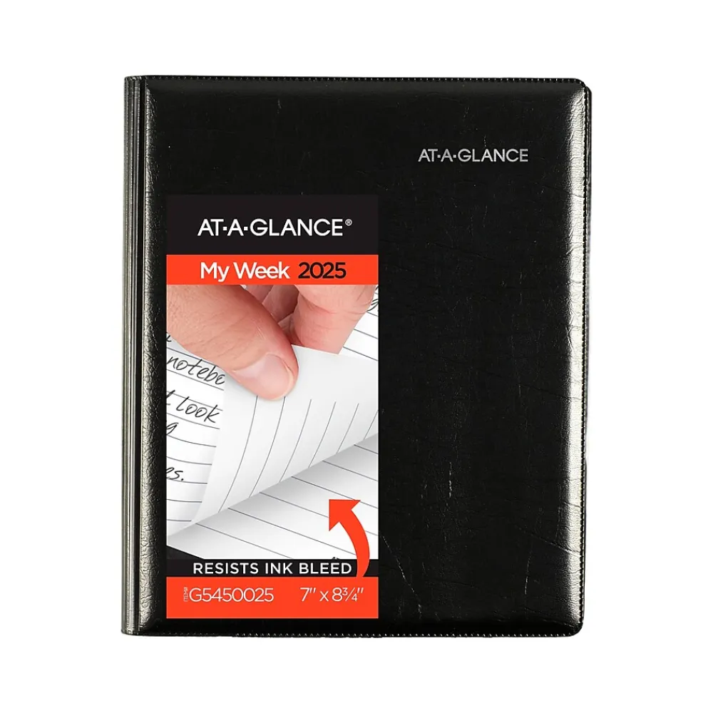 2025 Planners|AT-A-GLANCE 2025 DayMinder Executive 7" x 8.75" Weekly & Monthly Planner, Faux Leather Cover, Black (G545-00-25)