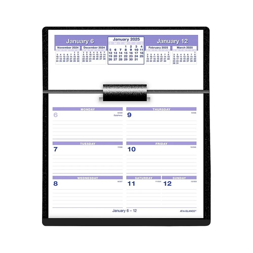 2025 Calendars|AT-A-GLANCE 2025 Flip-A-Week 5.5" x 7" Weekly Desk Calendar, White/Purple (SW700X-00-25)