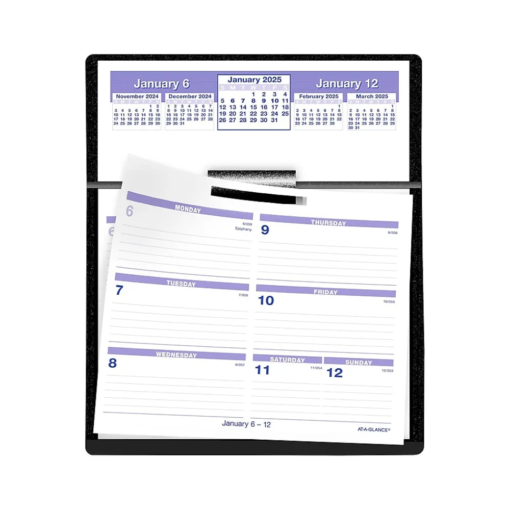 2025 Calendars|AT-A-GLANCE 2025 Flip-A-Week 5.5" x 7" Weekly Desk Calendar, White/Purple (SW700X-00-25)