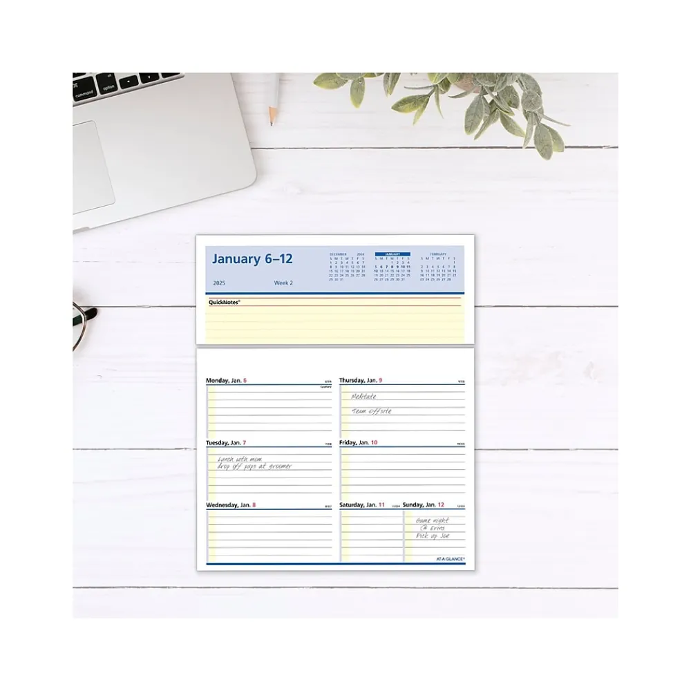 Calendars & Planners Refills|AT-A-GLANCE 2025 QuickNotes Flip-A-Week 7" x 5.5" Weekly Desk Calendar Refill, Multicolor (SW706-50-25)