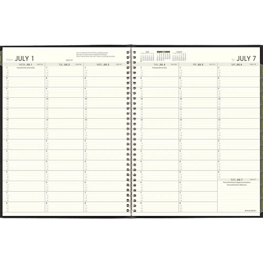 Academic Planners|AT-A-GLANCE 2024-2025 Recycled 8.25" x 11" Academic Weekly & Monthly Appointment Book, Faux Leather Cover, Black