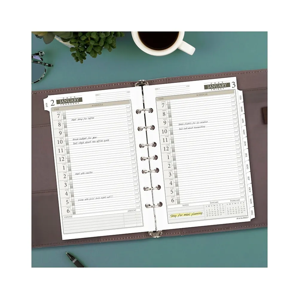 Calendars & Planners Refills|AT-A-GLANCE 2025 Seascapes 8.5" x 5.5" Daily & Monthly Planner Refill, White/Brown (481-125-25)