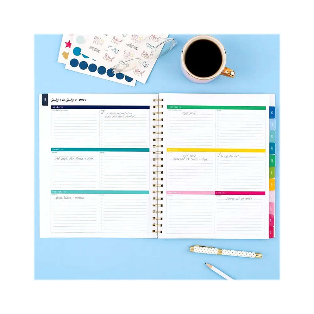 Academic Planners|AT-A-GLANCE 2024-2025 Simplified by Emily Ley Happy Stripe 8.5" x 11" Academic Weekly & Monthly Planner, Poly Cover