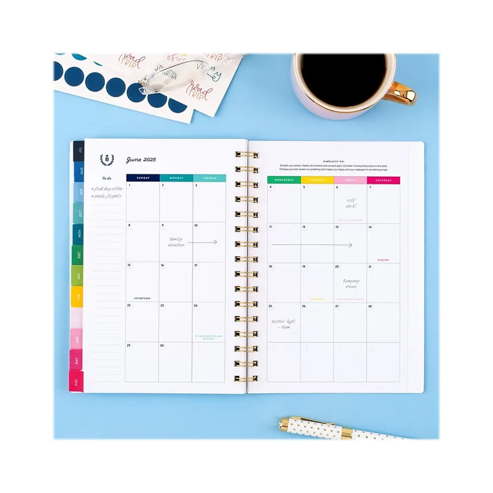Academic Planners|AT-A-GLANCE 2024-2025 Simplified by Emily Ley Happy Stripe 5.5" x 8.5" Academic Weekly & Monthly Planner, Poly Cover
