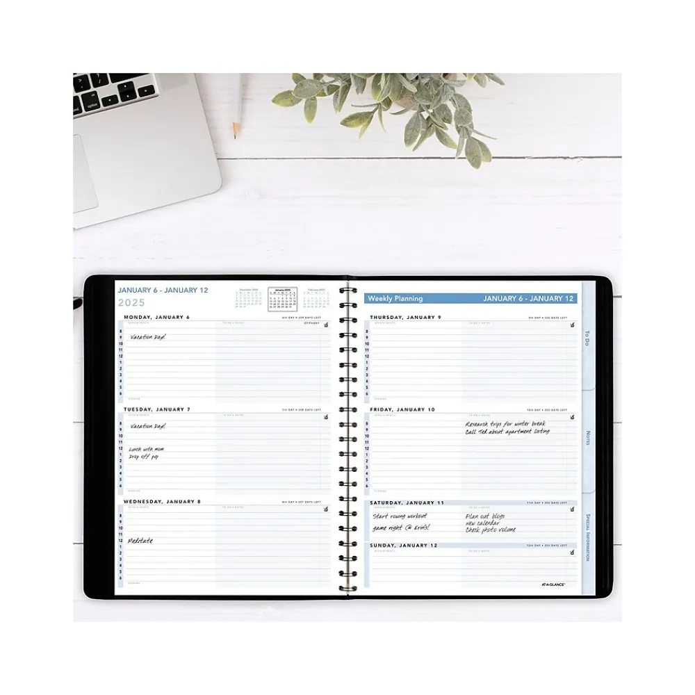 2025 Planners|AT-A-GLANCE 2025 The Action 8" x 11" Weekly Appointment Book, Faux Leather Cover, Black (70-EP01-05-25)
