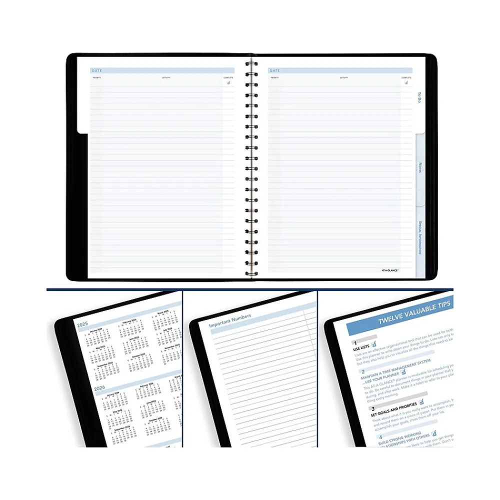 2025 Planners|AT-A-GLANCE 2025 The Action 8" x 11" Weekly Appointment Book, Faux Leather Cover, Black (70-EP01-05-25)
