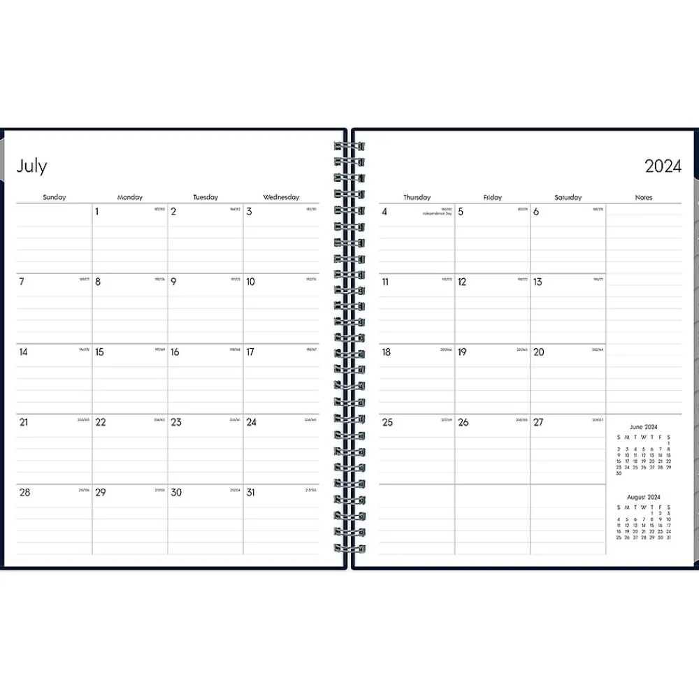 Academic Planners|Blue Sky 2024-2025 7" x 9" Academic Weekly & Monthly Planner, Plastic Cover, Solid Navy (148675-A25)