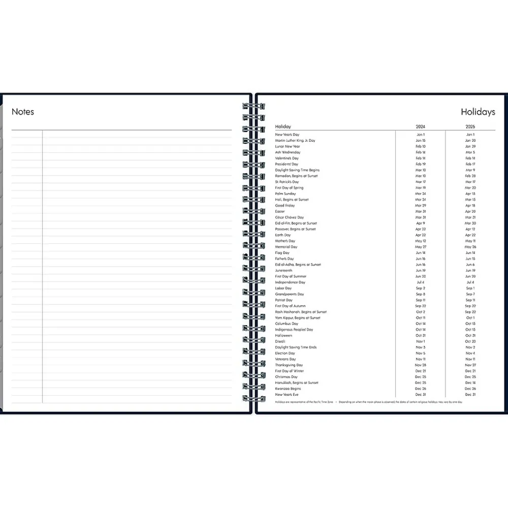 Academic Planners|Blue Sky 2024-2025 7" x 9" Academic Weekly & Monthly Planner, Plastic Cover, Solid Navy (148675-A25)