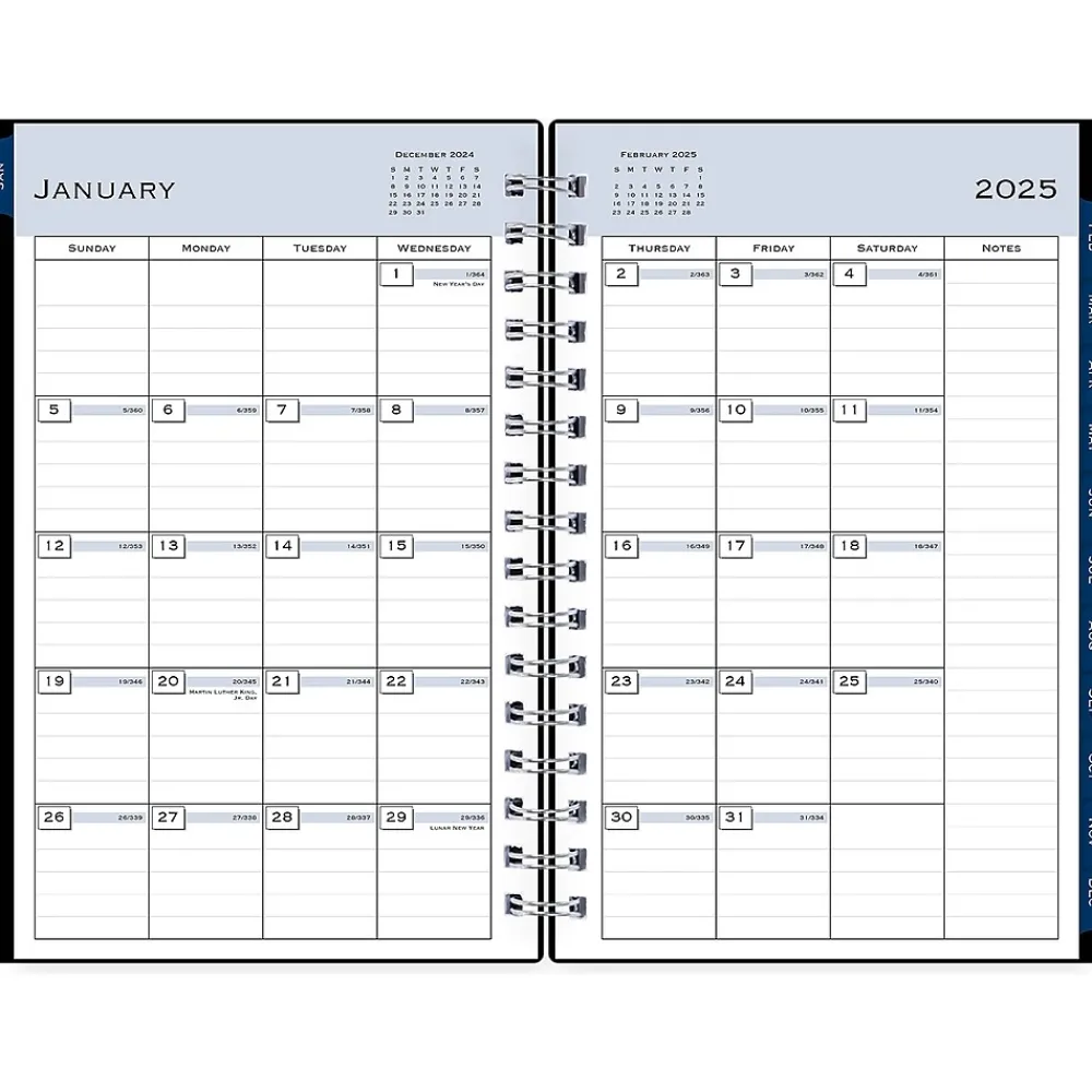 2025 Planners|Blue Sky 2025 5" x 8" Daily & Monthly Planner, Plastic Cover, Solid Black (148362)