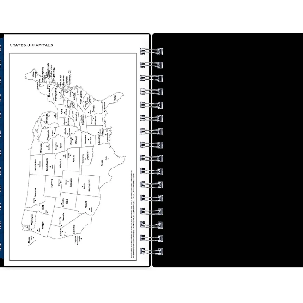 2025 Planners|Blue Sky 2025 5" x 8" Daily & Monthly Planner, Plastic Cover, Solid Black (148362)