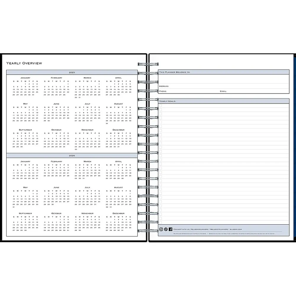2025 Planners|Blue Sky 2025 8.5" x 11" Daily & Monthly Planner, Plastic Cover, Black (150852)
