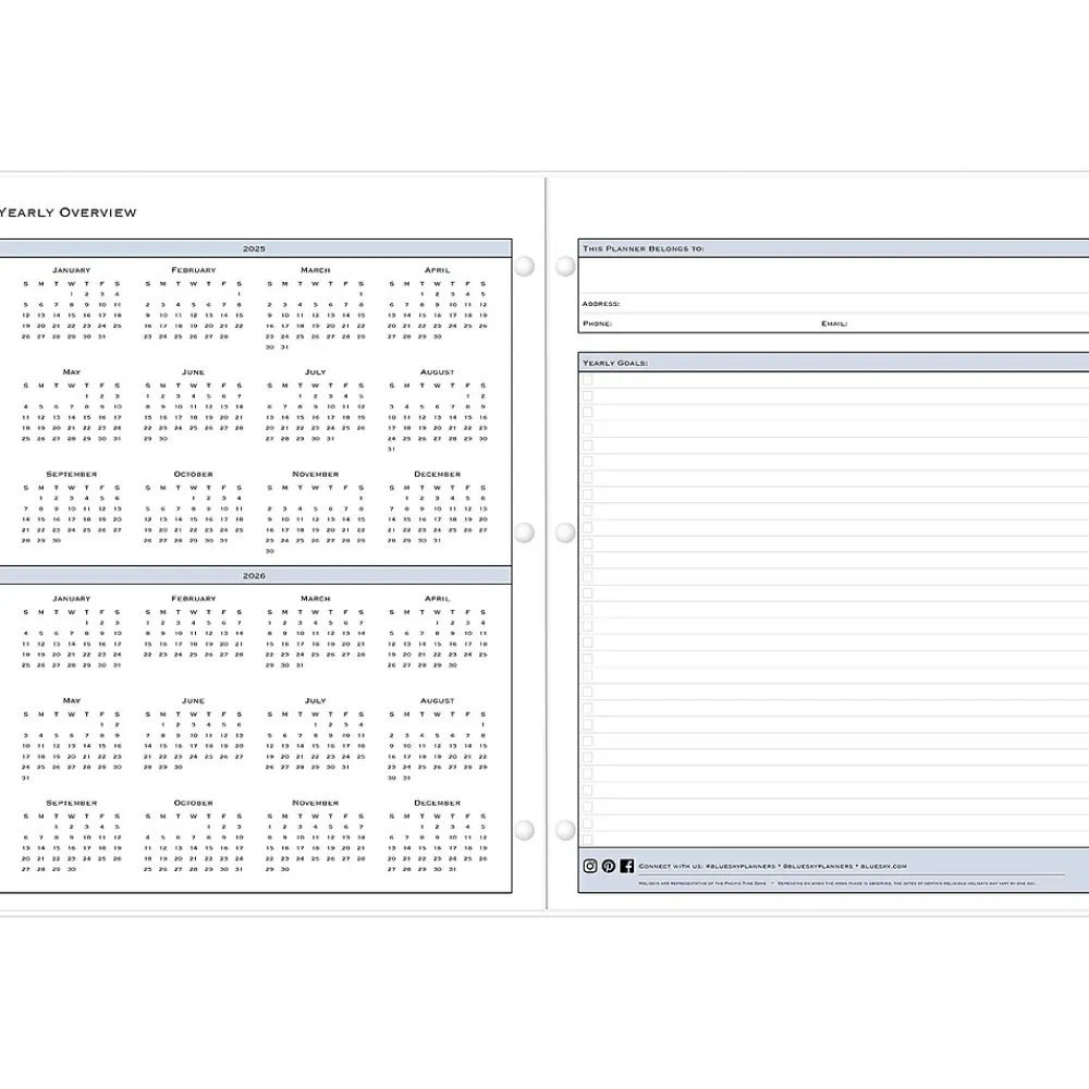 2025 Planners|Blue Sky 2025 8.5" x 11" Monthly Planner, Plastic Cover, Black (148360)