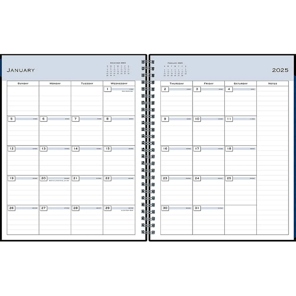 2025 Planners|Blue Sky 2025 7" x 9" Monthly Planner, Plastic Cover, Black (150855)