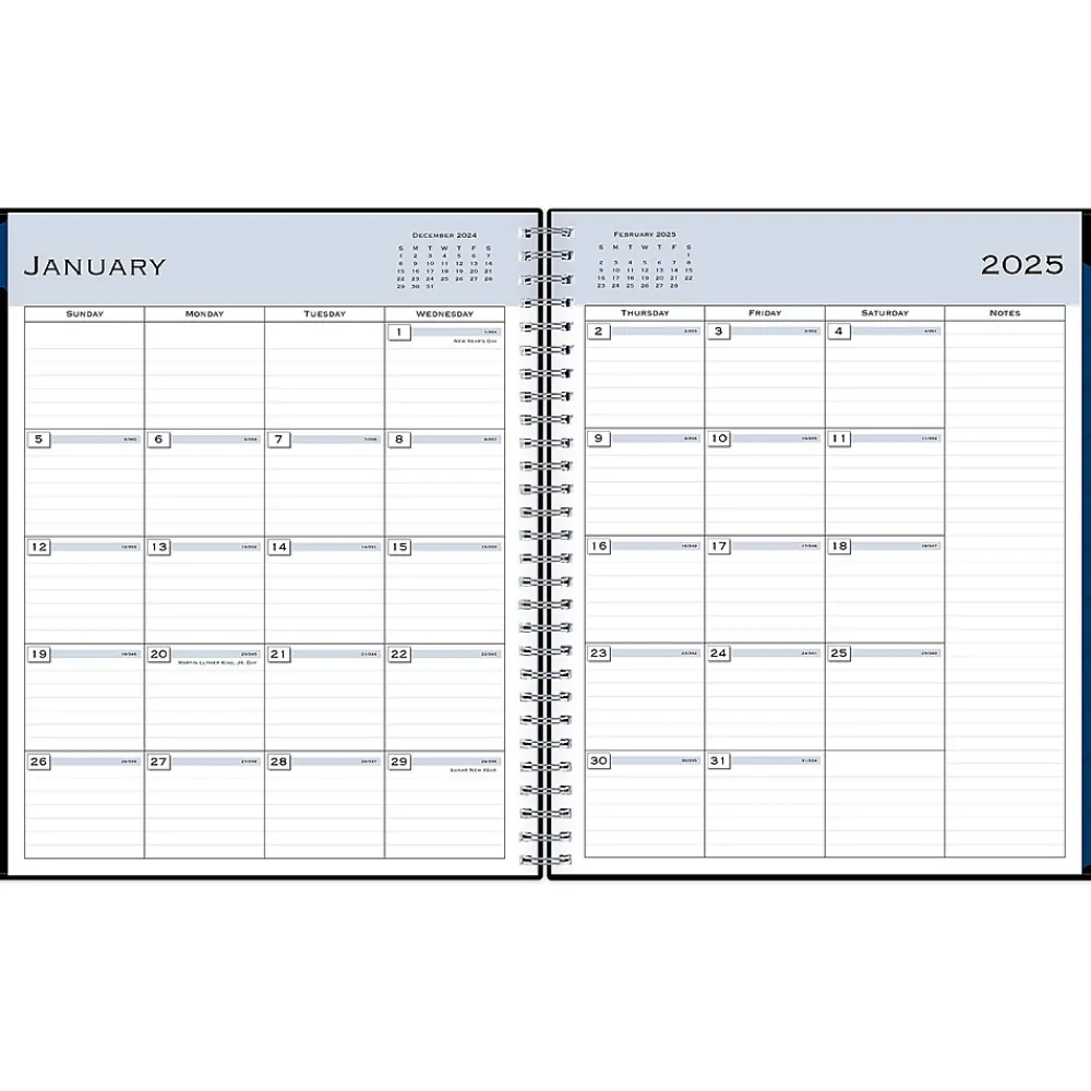 2025 Planners|Blue Sky 2025 8" x 10" Monthly Planner, Plastic Cover, Black (150844)