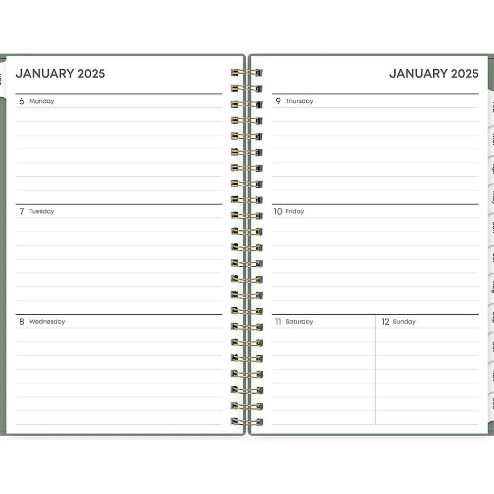 2025 Planners|Blue Sky 2025 5" x 8" Weekly & Monthly Planner, Plastic Cover, Linden Green (148237)