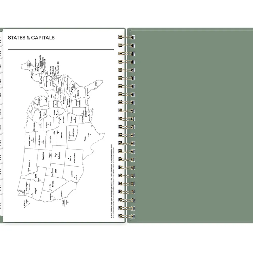 2025 Planners|Blue Sky 2025 5" x 8" Weekly & Monthly Planner, Plastic Cover, Linden Green (148237)