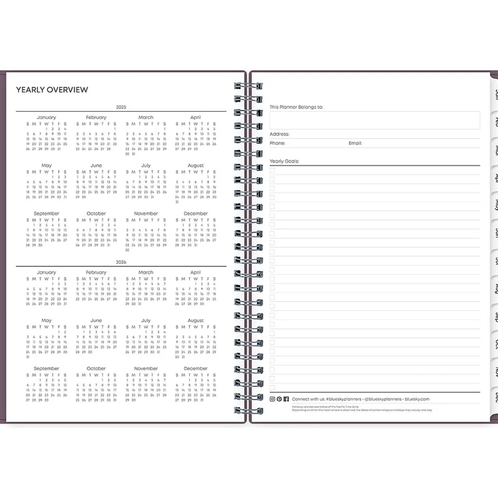 2025 Planners|Blue Sky 2025 5.88" x 8.63" Weekly & Monthly Planner, Plastic Cover, Purple (150540)