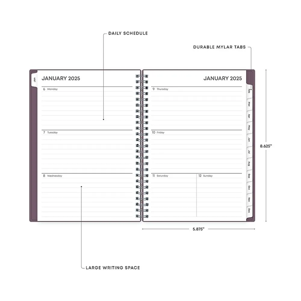 2025 Planners|Blue Sky 2025 5.88" x 8.63" Weekly & Monthly Planner, Plastic Cover, Purple (150540)