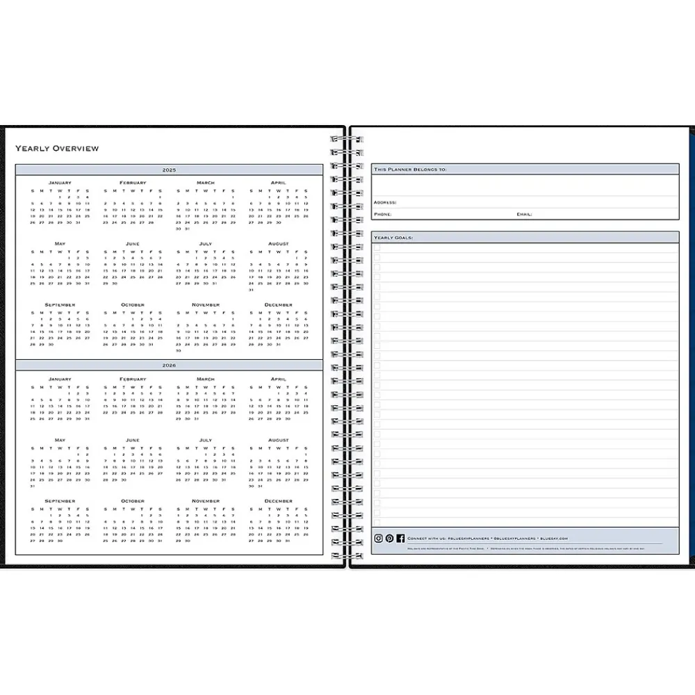 2025 Planners|Blue Sky 2025 8.5" x 11" Weekly & Monthly Appointment Book, Plastic Cover, Black (150848)