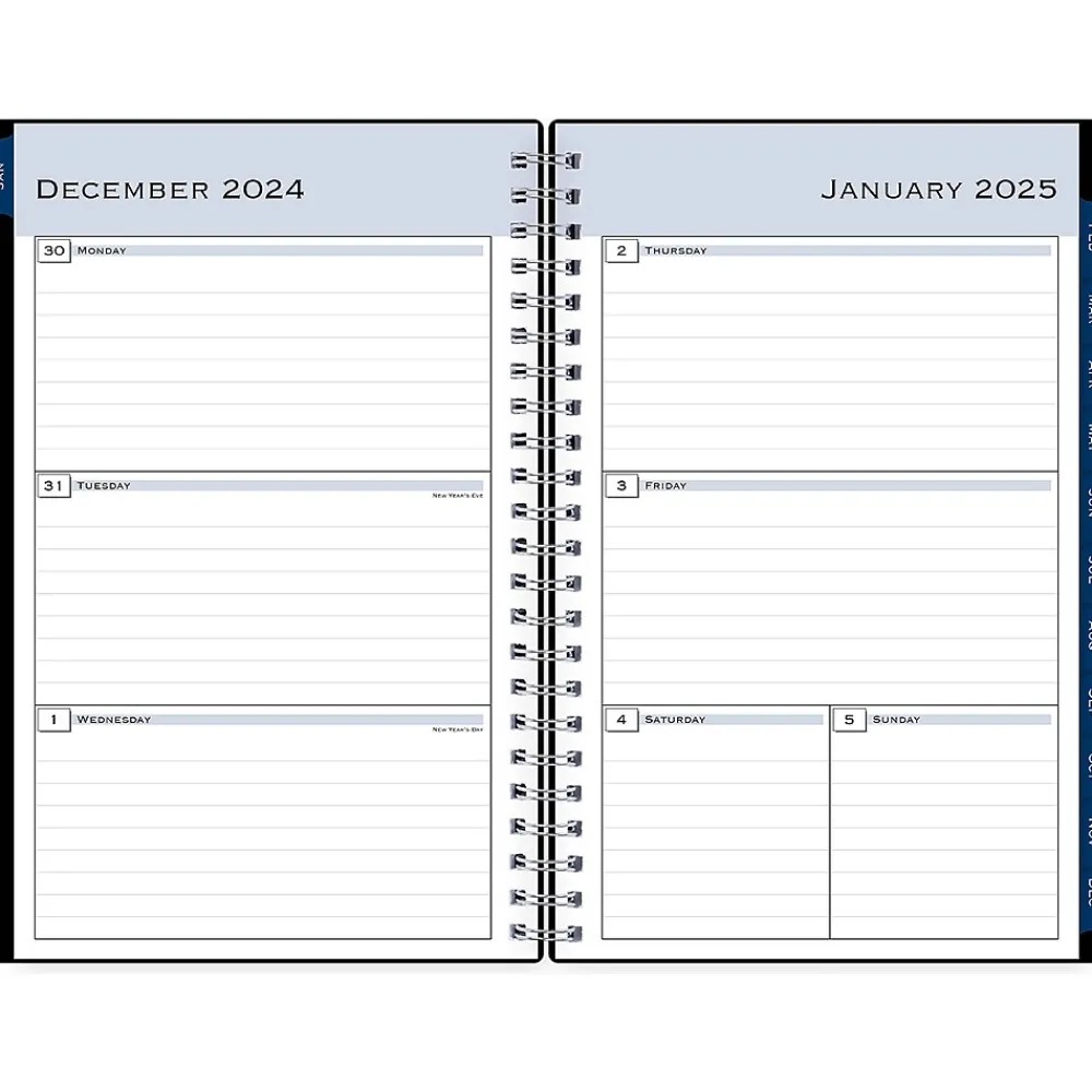 2025 Planners|Blue Sky 2025 5" x 8" Weekly & Monthly Appointment Book, Plastic Cover, Solid Black (150845)