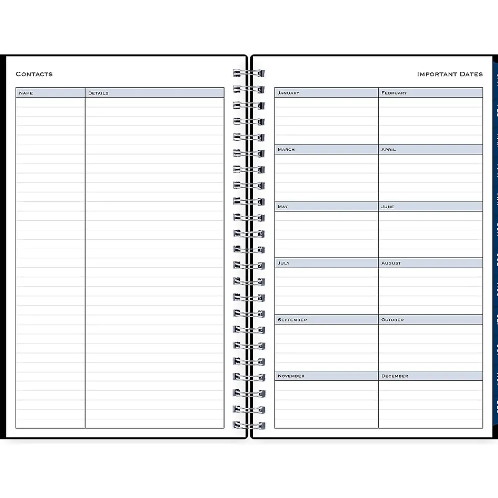 2025 Planners|Blue Sky 2025 5" x 8" Weekly & Monthly Appointment Book, Plastic Cover, Solid Black (150845)