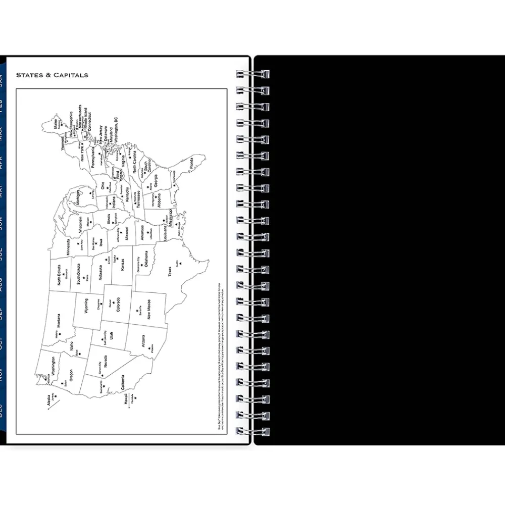 2025 Planners|Blue Sky 2025 5" x 8" Weekly & Monthly Appointment Book, Plastic Cover, Solid Black (150845)