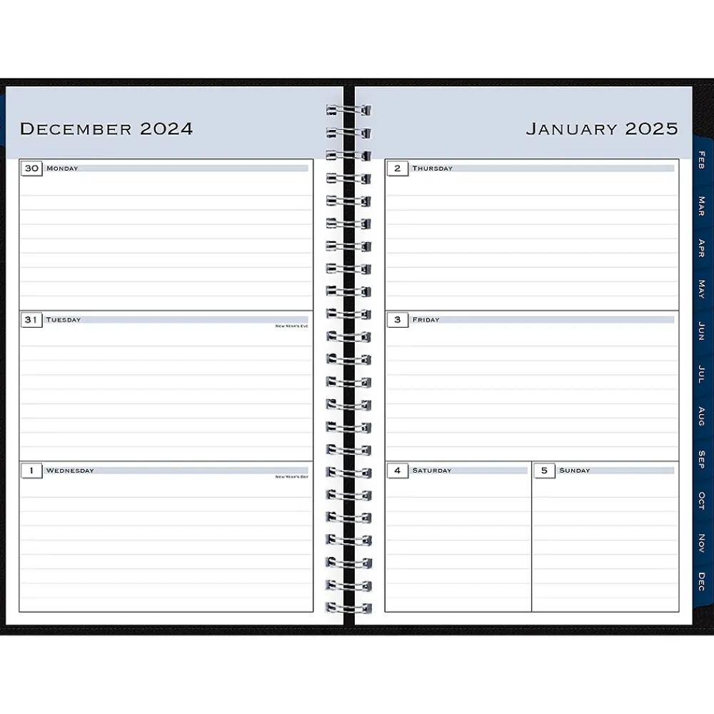 2025 Planners|Blue Sky 2025 5" x 8" Weekly & Monthly Planner Portfolio, Faux Leather Cover, Black (148453)